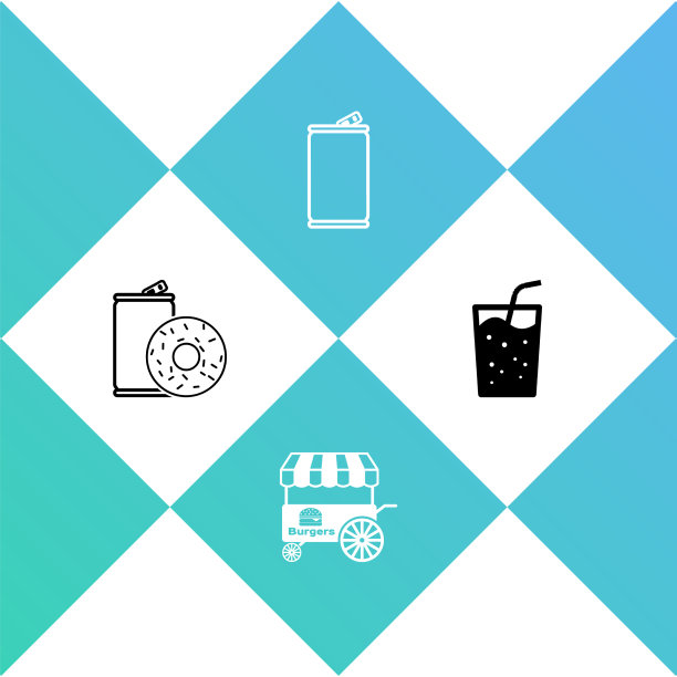 集铝罐汽水和甜甜圈快餐图片下载