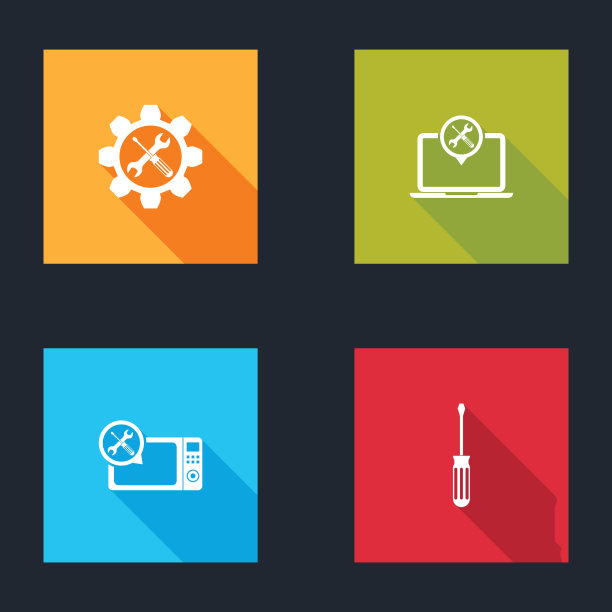 在齿轮笔记本电脑服务中设置扳手和螺丝刀图片下载