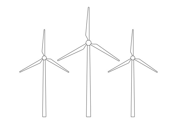 风力涡轮机或电力图标。现代的风车剪影。生态能源的概念。矢量插图。图片下载
