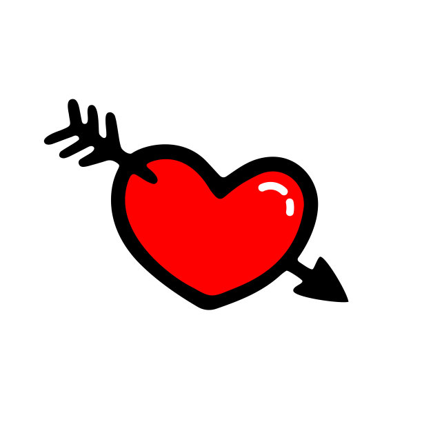 爱情手绘招牌。心形图标涂鸦风格。矢量插图隔离在白色背景上图片下载