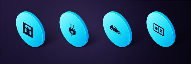 设置等距插座和汽车插头图片下载