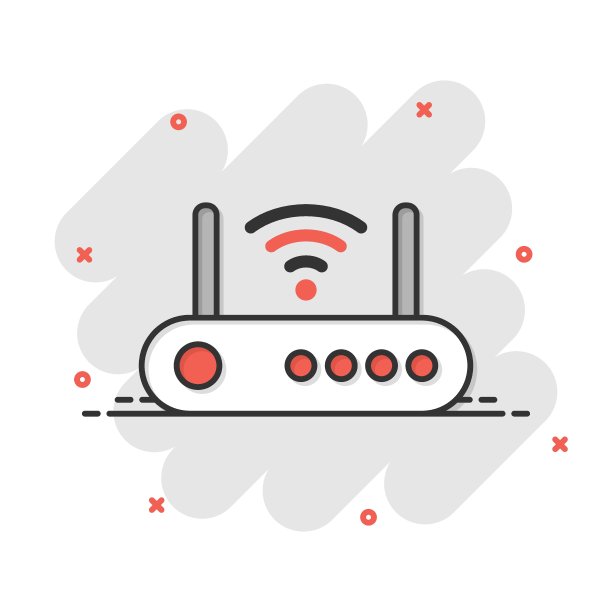 漫画风格的Wifi路由器图标。宽带卡通矢量插图在白色孤立的背景。互联网连接飞溅效应的经营理念。图片下载