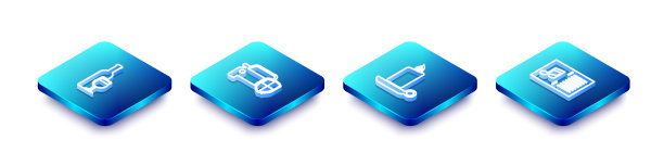 设定等距线酒瓶与玻璃车图片下载