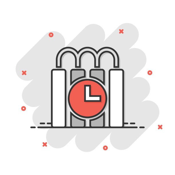 炸弹图标在漫画风格。炸药卡通矢量插图在白色孤立的背景。C4 tnt飞溅效应经营理念。图片下载