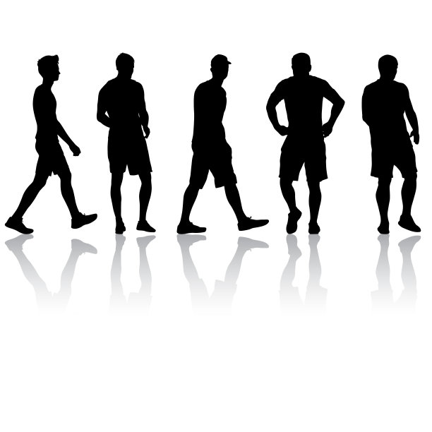 一组人的剪影站在白色的背景图片下载