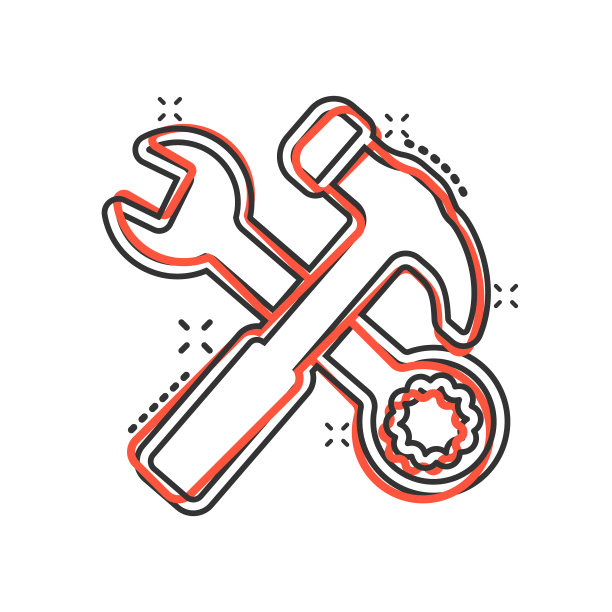 漫画风格的扳手和螺丝刀图标图片下载