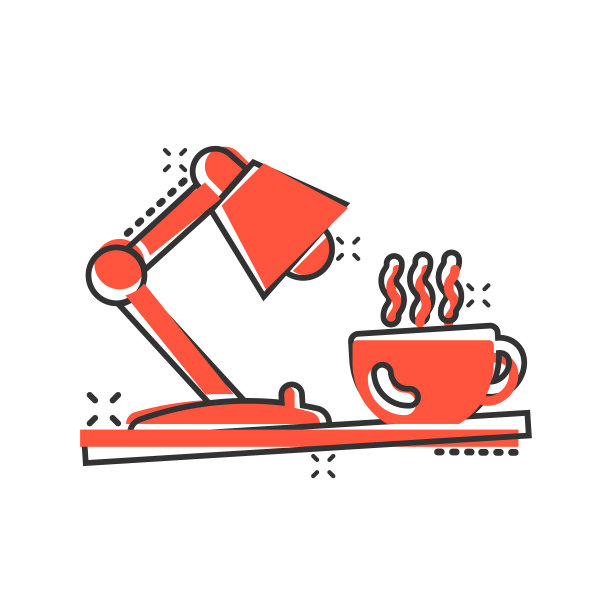 漫画风格的咖啡杯图标灯图片下载