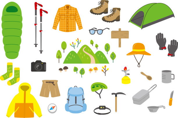 简单的触摸，概括的工具用于登山图片下载