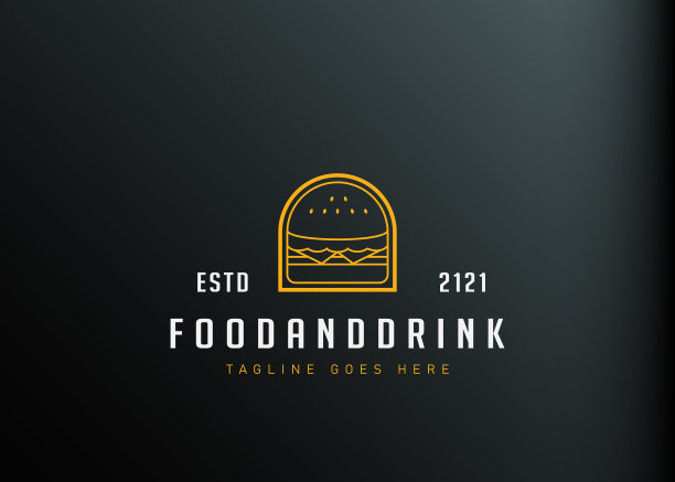 汉堡单线标志设计现代汉堡图片下载