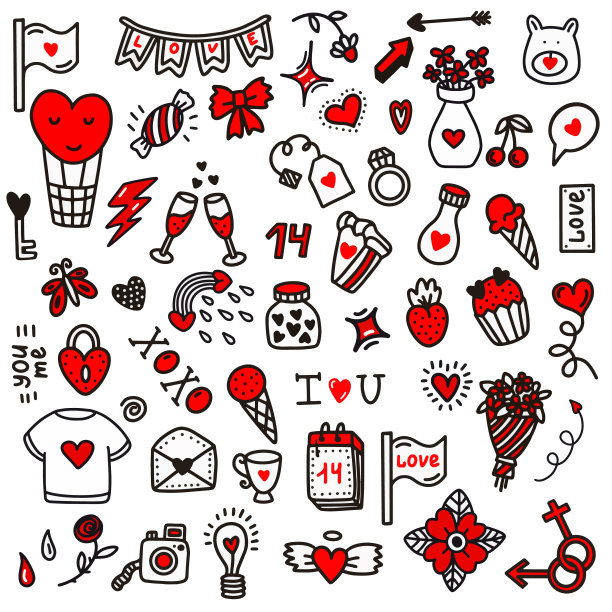 情人节爱集涂鸦风格图片下载