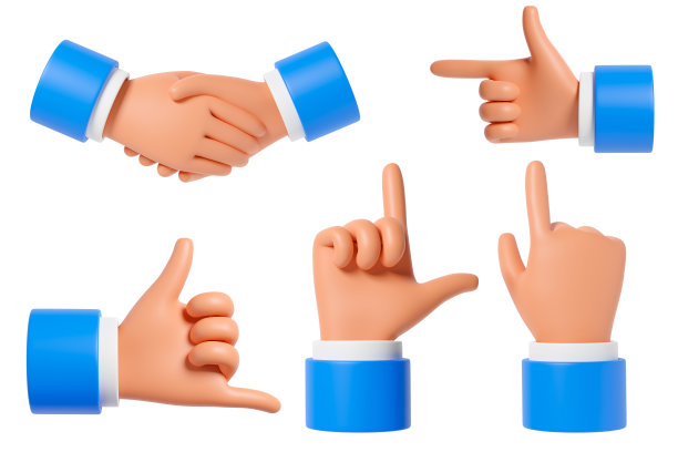 一组卡通手势。图片下载