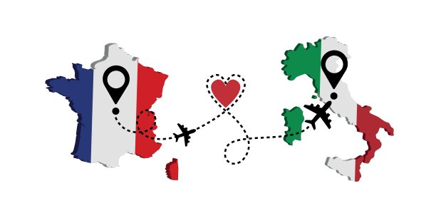 从法国到意大利乘客机旅行。飞机的路线。自由旅行。我喜欢乘飞机旅行。图片下载