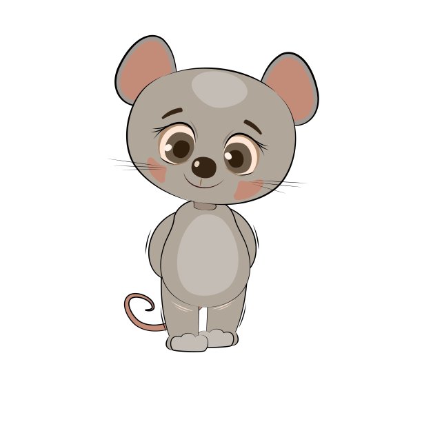 小老鼠。在白色背景上孤立的物体。开朗善良的动物孩子。漫画平面风格。有趣。向量图片下载