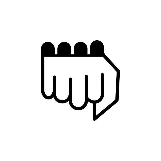 矢量拳头撞平轮廓和可编辑的两架手或一起出拳的图标为业务团队，伙伴关系和纠纷颜色的标志。股票插图图片下载