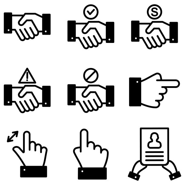手势-像素完美的轮廓图标stock插图图片下载