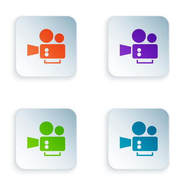 彩色电影相机图标孤立在白色图片下载