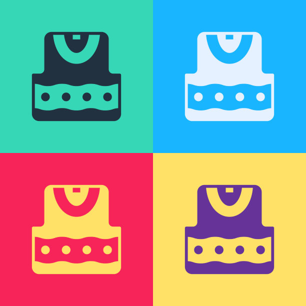 流行艺术马甲图标孤立的颜色图片下载