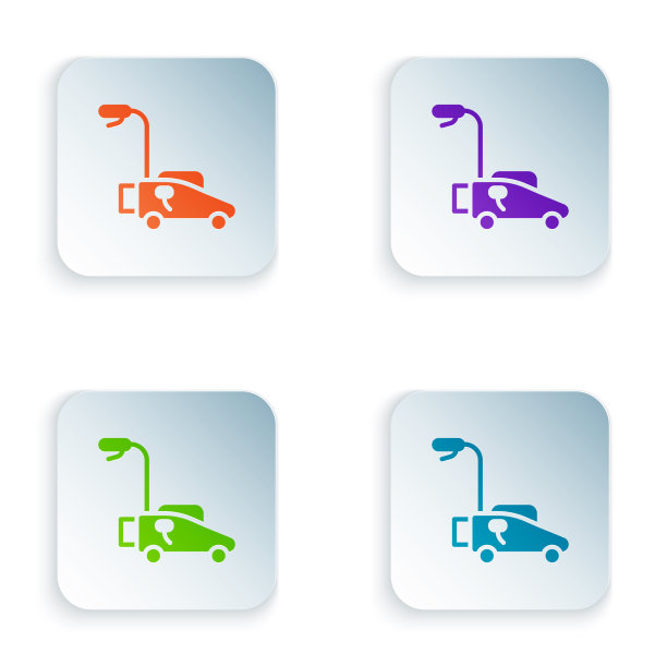 彩色割草机图标孤立在白色背景图片下载