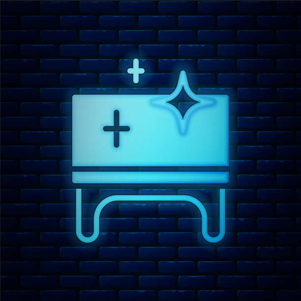 发光的霓虹灯清洁木桌图标孤立图片下载