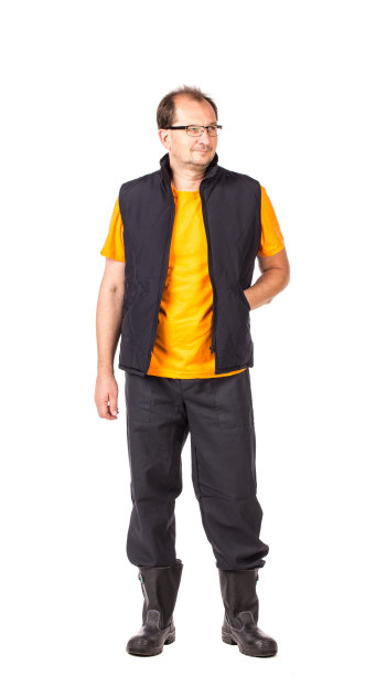 穿背心戴眼镜的工人。图片下载