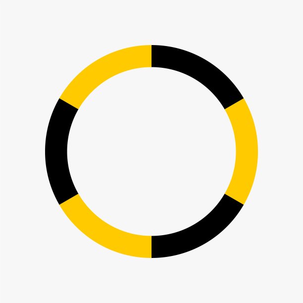 圆圈与黄色和黑色部分，安全条纹矢量，插图。图片下载