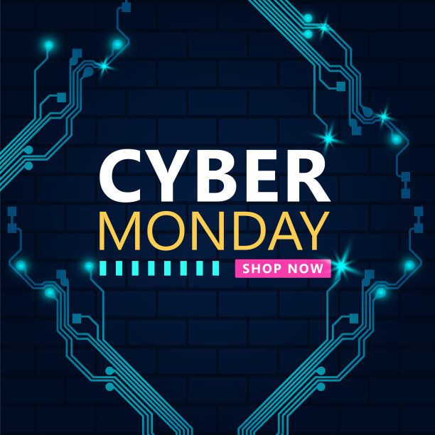 有电路板背景的网络星期一销售。促销网上销售活动。矢量图图片下载