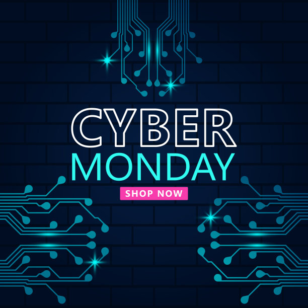 有电路板背景的网络星期一销售。促销网上销售活动。矢量图图片下载