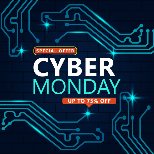 有电路板背景的网络星期一销售。促销网上销售活动。矢量图图片下载