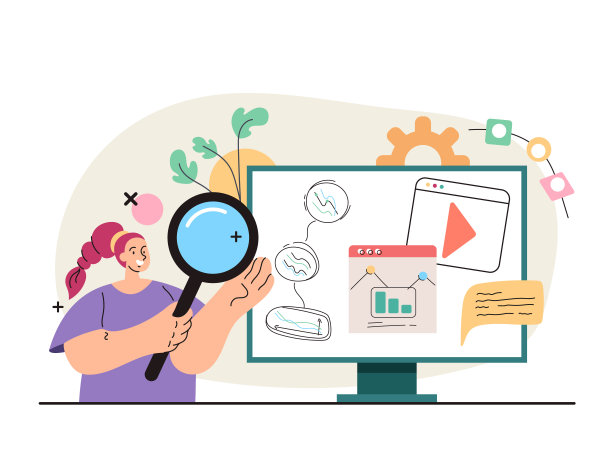 在线商业分析搜索概念。矢量平面简单的现代风格插图图片下载