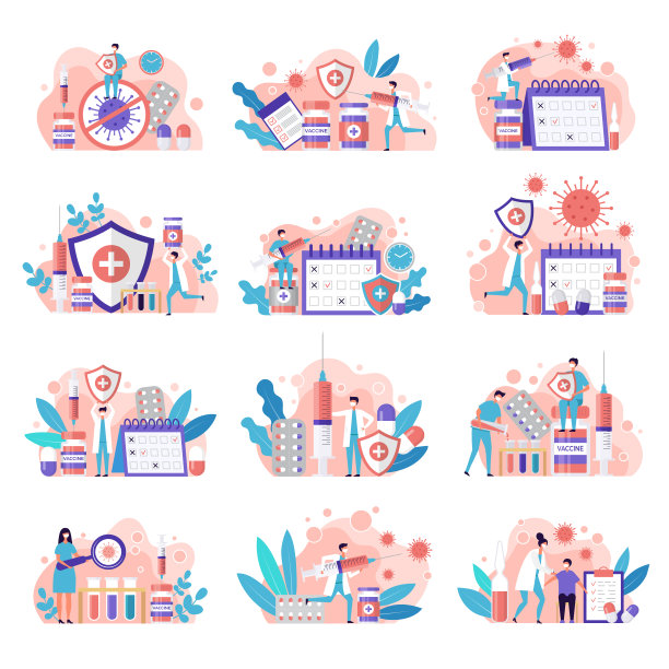 Covid预防。人物使注射保健程式化插图收集液体药物和抗生素在注射器最近向量集图片下载