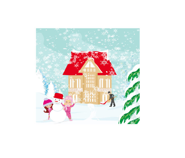 下雪的冬天在后院图片下载