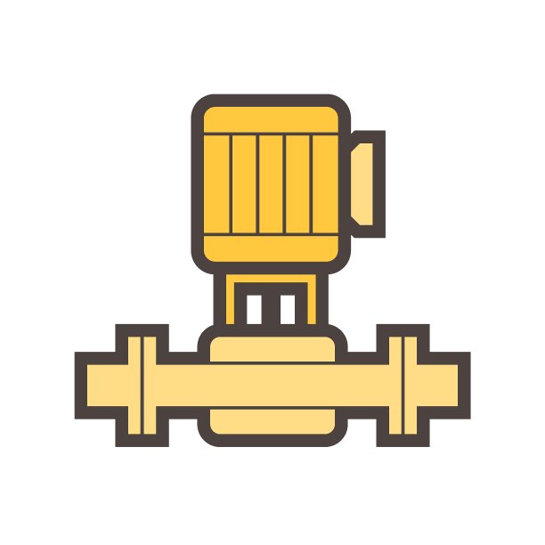 离心泵矢量图标设计。用于控制或分配工业用水。图片下载