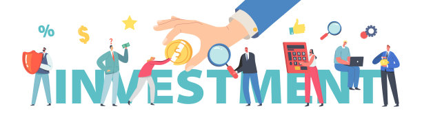 投资回报的概念。人们存钱，财务利润，增长。小商业人物收集巨大的硬币图片下载