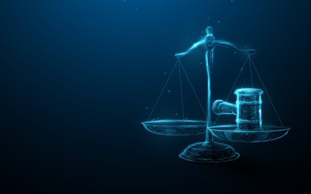 Scale icon锤子的法律和正义。低多边形方案，粒子，线，和三角形三维矢量插图图片下载