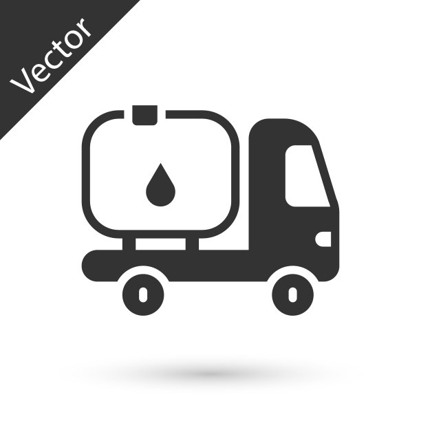 灰色油罐车图标孤立在白色背景。汽油油轮。向量图片下载