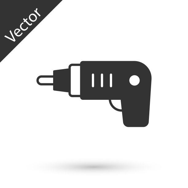 灰色电动无绳螺丝刀图标隔离在白色背景上。电动钻机。修复工具。向量图片下载