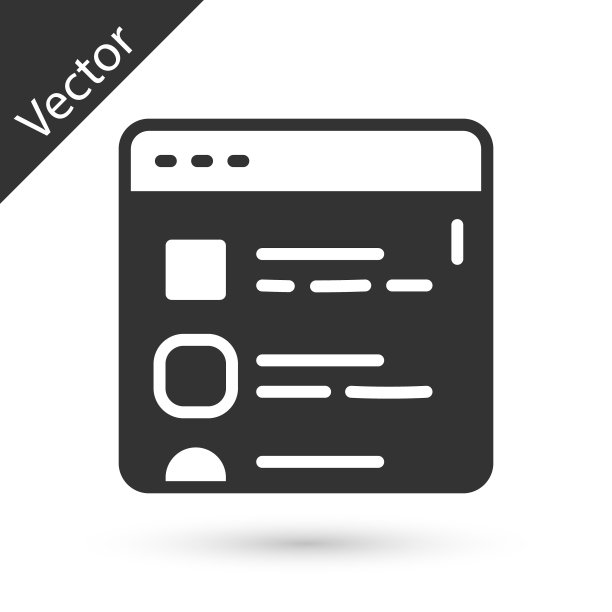 灰色浏览器文件图标孤立在白色背景。向量图片下载