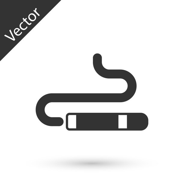 灰色雪茄图标孤立在白色背景。向量图片下载