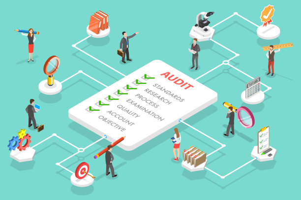 财务审计的三维等距平面矢量概念插图图片下载