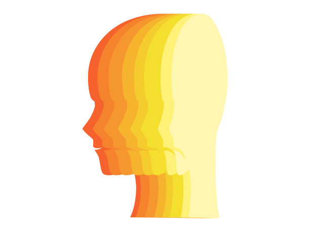 心理健康，大脑发育医疗理念，纸人脑笑向悲伤，矢量插图图片下载