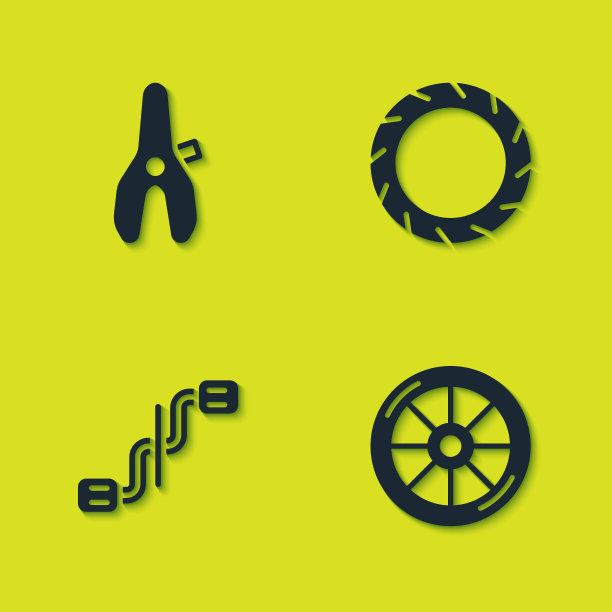 设置自行车座位，车轮，踏板和轮胎图标。向量图片下载