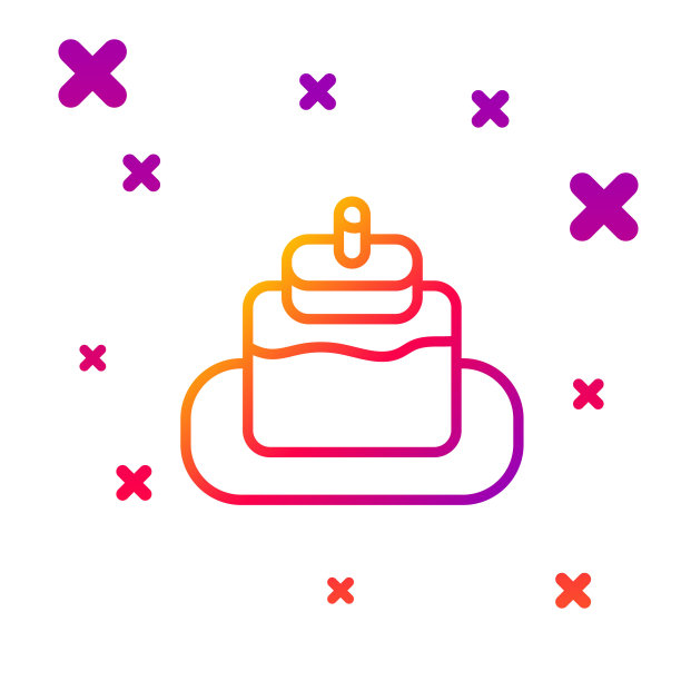 颜色线蛋糕图标孤立在白色背景。生日快乐。梯度随机动态形状。向量图片下载