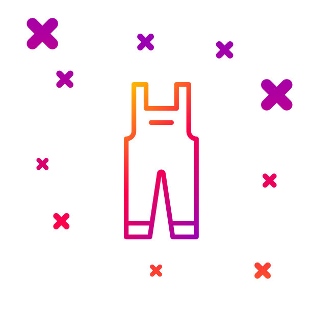 颜色线工作工作服图标隔离在白色背景。梯度随机动态形状。向量图片下载