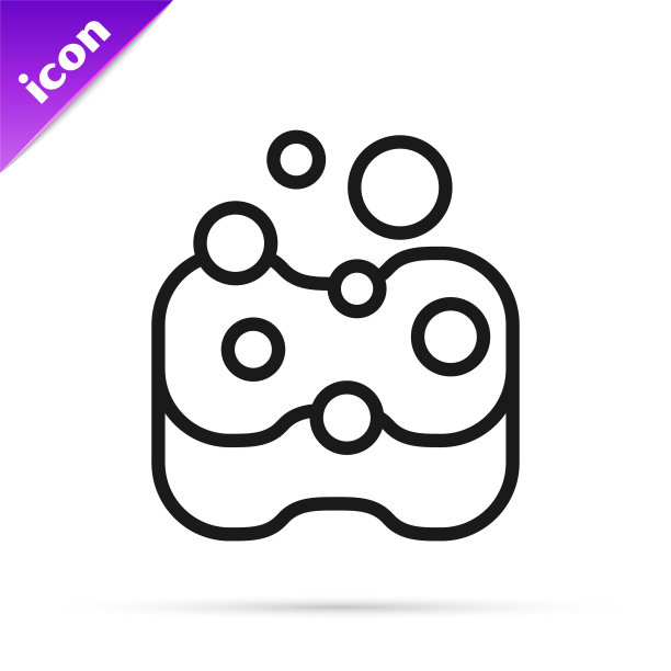 黑线海绵图标隔离在白色背景上。一缕洗碗用的韧皮。清洁服务理念。向量图片下载