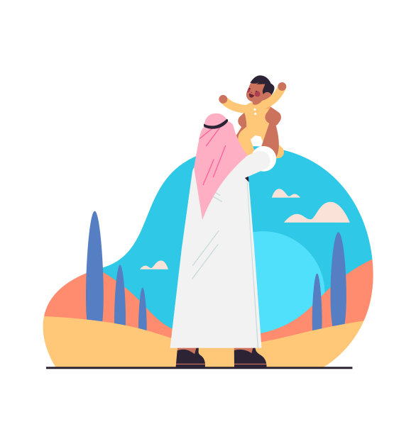 阿拉伯父亲抱着小儿子当父亲图片下载