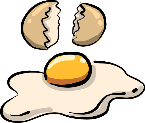 白色背景上有裂缝的鸡蛋图片下载