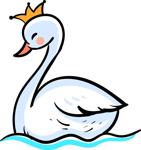 白色背景上戴皇冠的天鹅图片下载