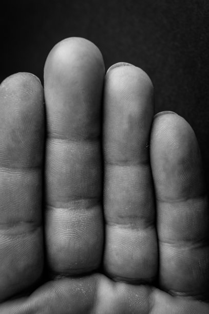 在黑色和白色的宏观视图的手掌的人类男性的线条和皮肤纹理图片下载