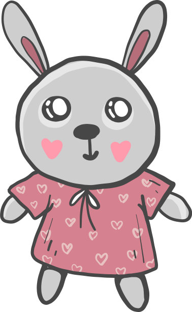 兔子穿着白色背景的裙子图片下载