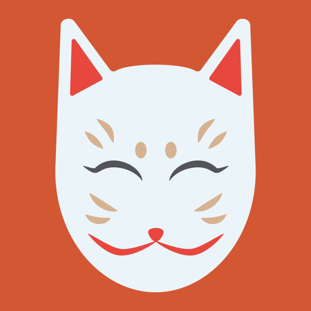 简单可爱的狐狸面具插图，平面设计图片下载